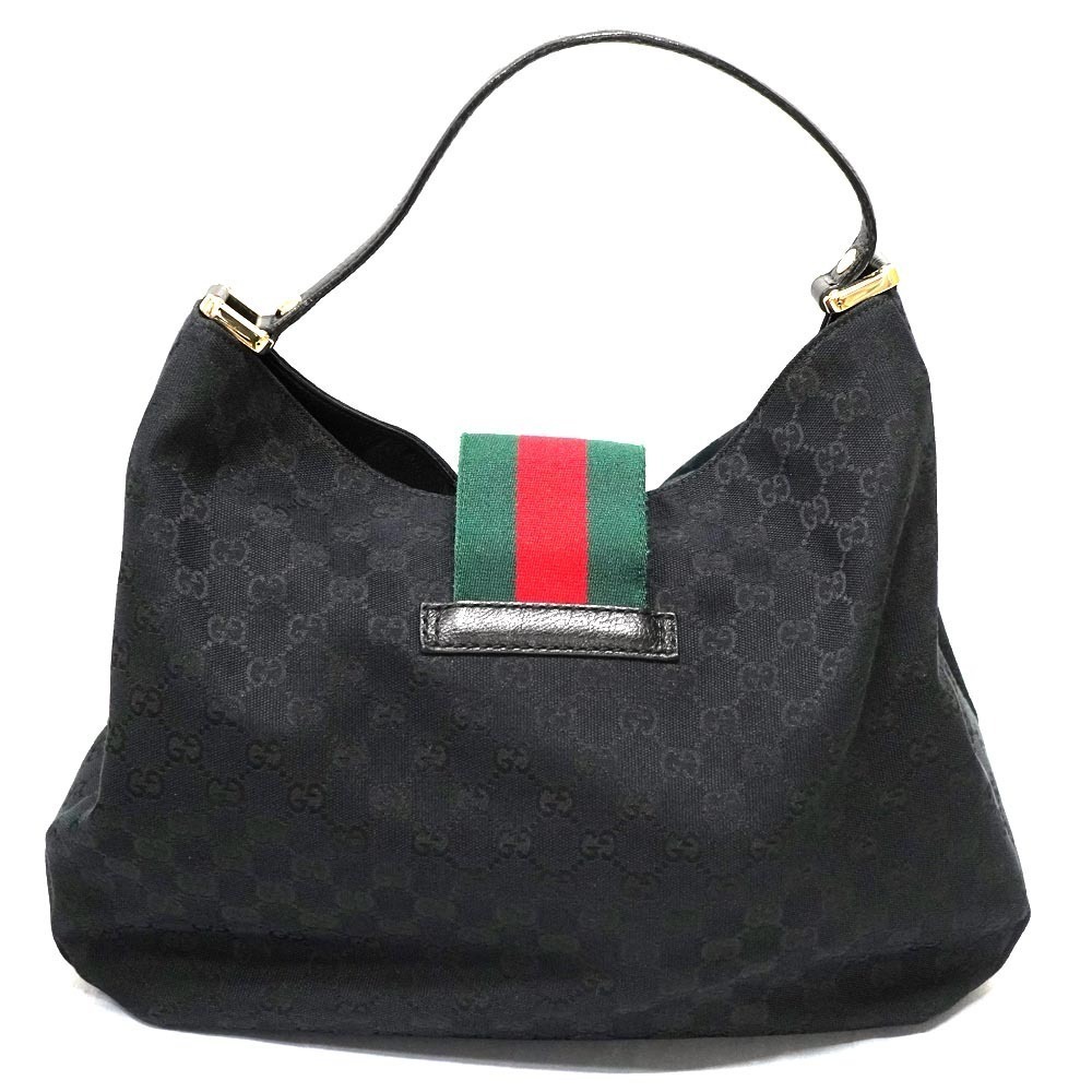Gucci Canvas Black Hobo Leather Bag One Green GG Red Handbag Shoulder